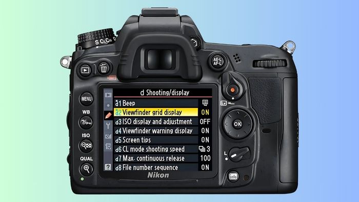 Hướng dẫn bật lưới trên máy ảnh Nikon D3200, D5200, D7500 - bước 2
