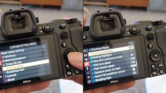 Hướng dẫn bật lưới trên máy ảnh Nikon Z6, Z50, Zfc - bước 2