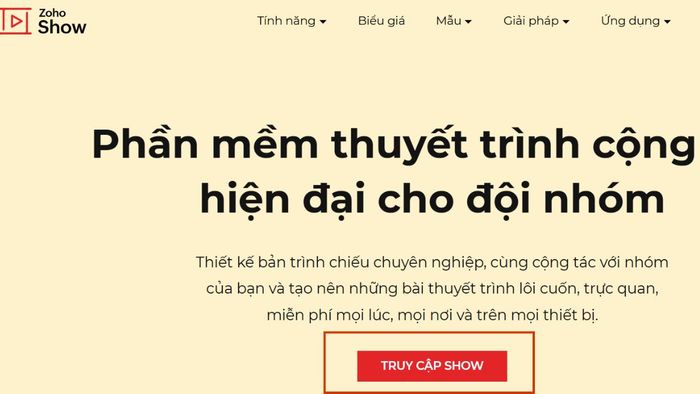 Hướng dẫn sử dụng Zoho Show AI tạo slide thuyết trình – bước 1