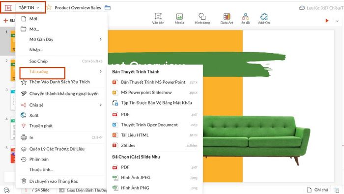 Hướng dẫn sử dụng Zoho Show AI tạo slide thuyết trình – bước 5