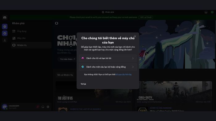 Hướng dẫn tạo server Discord King Legacy - bước 2