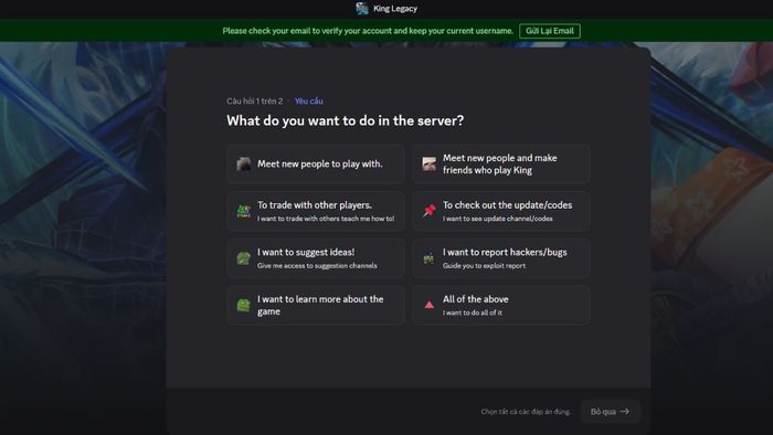 Hướng dẫn tạo server Discord King Legacy - bước 5