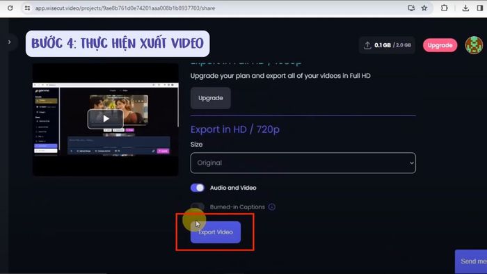 Hướng dẫn bước 4 sử dụng Wisecut video để chỉnh sửa video bằng AI