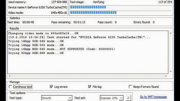 Phần mềm kiểm tra card đồ họa Video Memory Stress Test