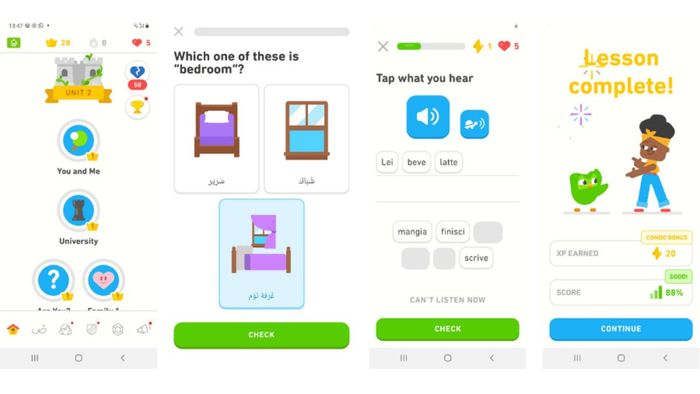 Duolingo có lộ trình học hiệu quả với sự hỗ trợ của cú Duo
