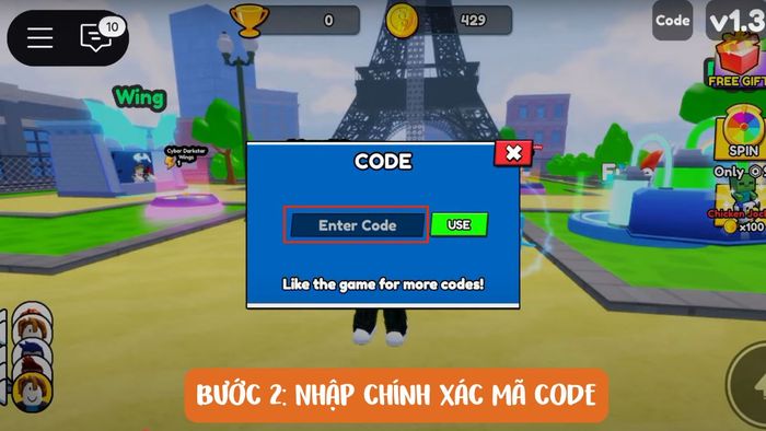 Hướng dẫn nhập code Climb and Jump Tower - Bước 2