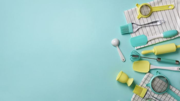 Hình nền PowerPoint chủ đề nhà bếp và dụng cụ nấu ăn tông màu pastel nhẹ nhàng