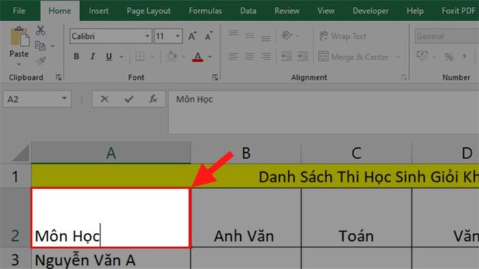 Cách thêm văn bản vào ô gạch chéo trong Excel - bước 1