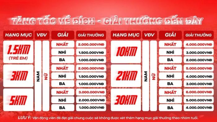 Chi tiết giải thưởng của VLU Run 2025