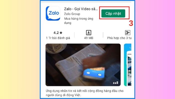 Hướng dẫn cập nhật Zalo trên điện thoại - bước 2