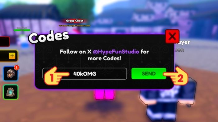 Hướng dẫn nhập mã code Anime Kingdom Simulator - bước 3