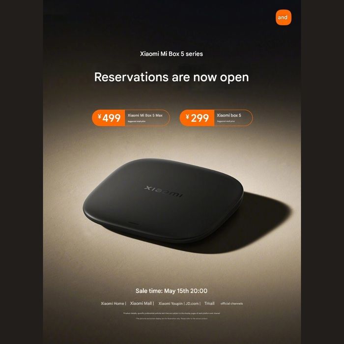 Xiaomi Box 5 và Box 5 Max sẽ bắt đầu được giao đến tay khách hàng từ ngày 15 tháng 5 tại thị trường Trung Quốc.