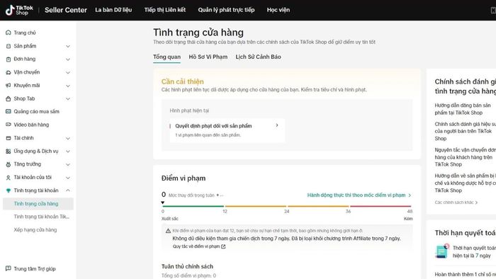Hướng dẫn xem điểm vi phạm TikTok Shop trên máy tính bước 3