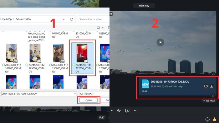 Hướng dẫn gửi video HD qua cuộc trò chuyện Zalo trên máy tính - các bước 3 và 4