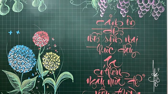 Trang trí bảng tổng kết năm học bằng phấn thật xinh xắn