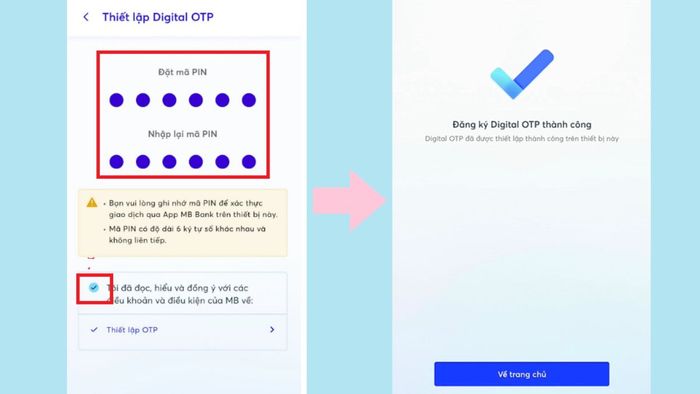 Hướng dẫn đăng ký Digital OTP MBBank lần đầu trên điện thoại bước 4 (Hình minh họa)