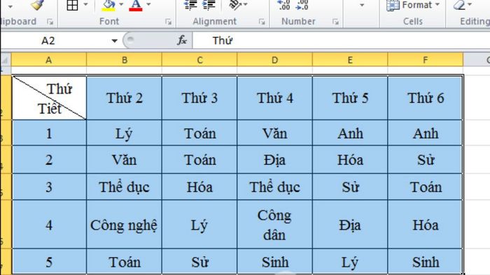 Thông tin bạn cần chuẩn bị trước khi tạo thời khóa biểu trên Excel