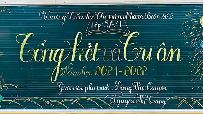 Trang trí bảng tổng kết năm học bằng phấn đẹp tinh tế