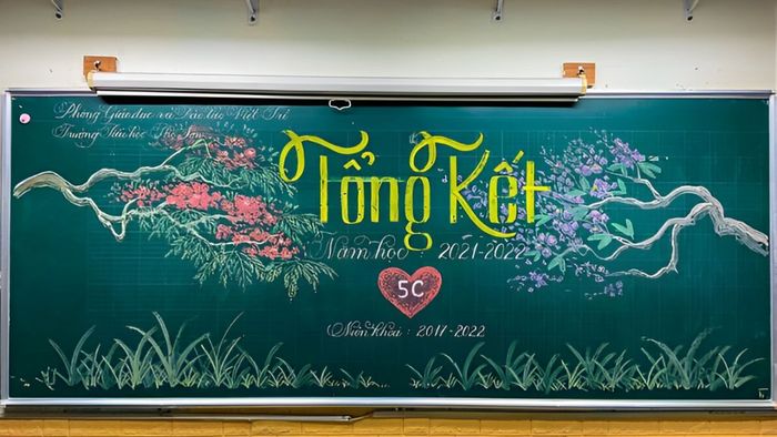 Trang trí bảng tổng kết năm học với nhiều màu đẹp mắt