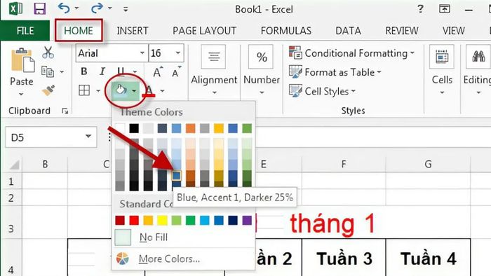 Thêm môn học vào thời khóa biểu trong Excel bước 2 (Hình minh họa)