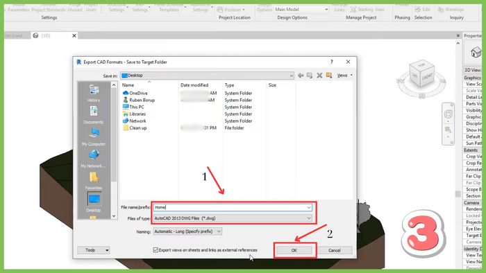 Hướng dẫn xuất file từ Revit sang SketchUp - Bước 3 (Hình minh họa)