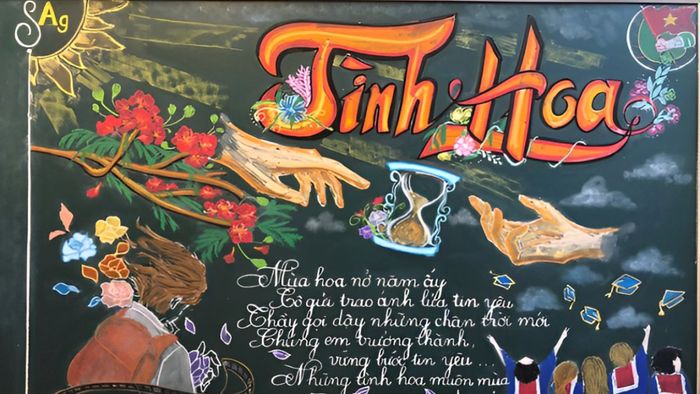 Trang trí bảng tổng kết năm học bằng phấn một cách công phu