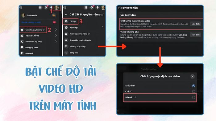 cách gửi video qua Messenger không bị mờ - Bật chế độ tải video HD trên điện thoại