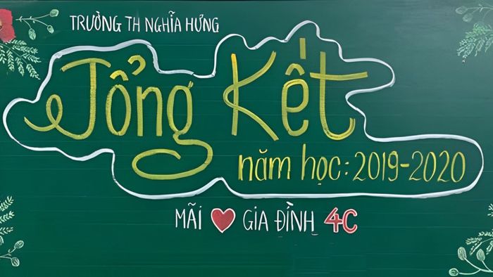 Trang trí bảng tổng kết năm học bằng phấn