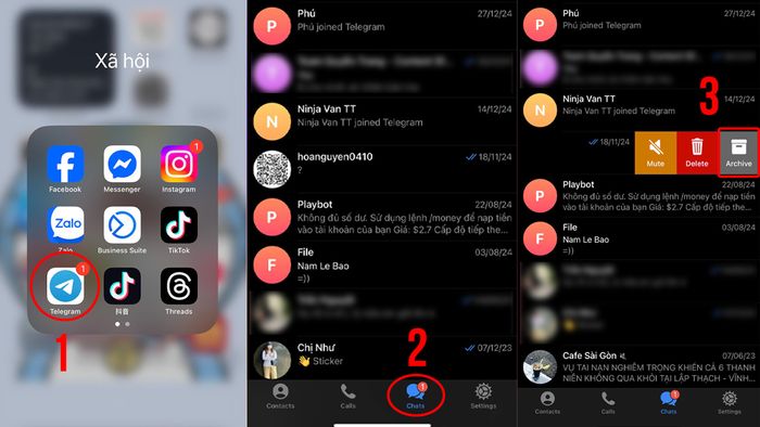 Hướng dẫn chi tiết cách ẩn tin nhắn trên Telegram bằng điện thoại.
