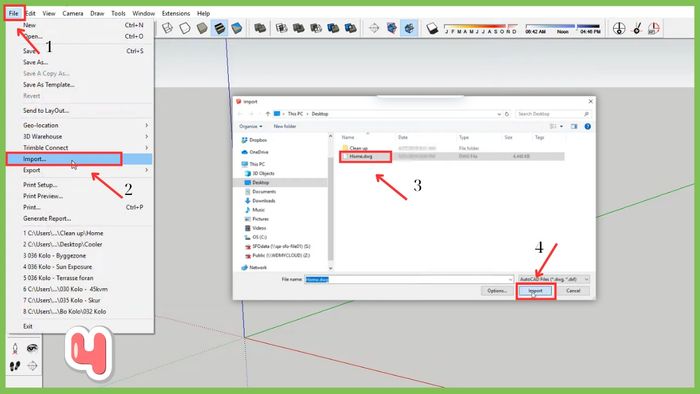 Hướng dẫn xuất file từ Revit sang SketchUp - Bước 4 (Hình minh họa)