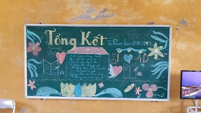 Trang trí bảng tổng kết năm học với nhiều màu sắc đẹp mắt