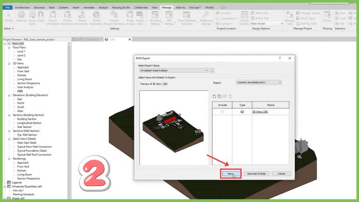 Hướng dẫn xuất file từ Revit sang SketchUp - Bước 2 (Hình minh họa)