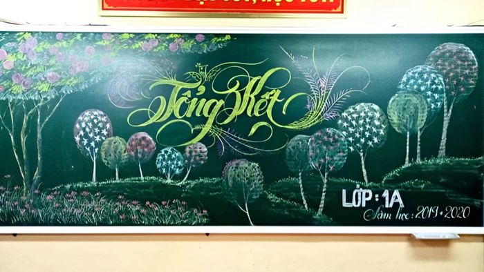 Trang trí bảng tổng kết năm học bằng phấn dành cho tiểu học