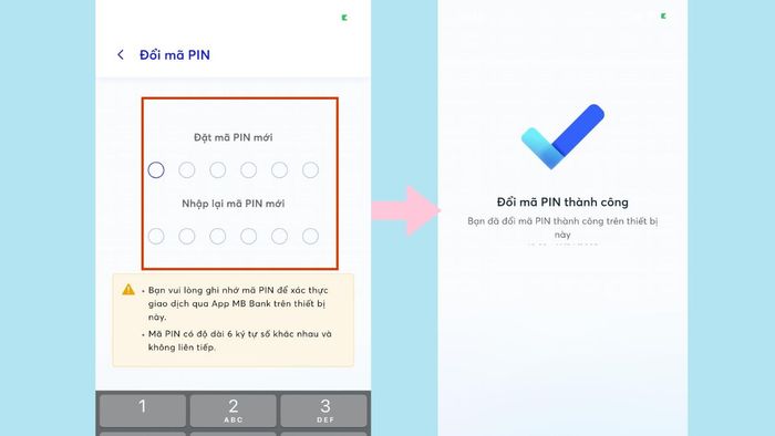 Cách đổi mã PIN Digital OTP MBBank bước 4 (Hình minh họa)