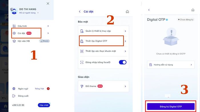 Đăng ký Digital OTP MBBank lần đầu trên điện thoại (Hình minh họa)