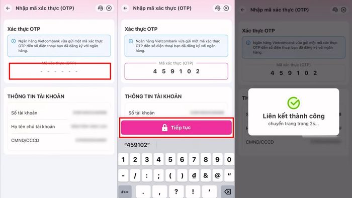 Hướng dẫn cách tăng điểm tin cậy MoMo qua liên kết tài khoản ngân hàng - bước 3