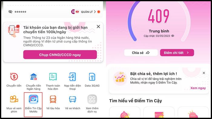 Điểm tin cậy MoMo là gì?