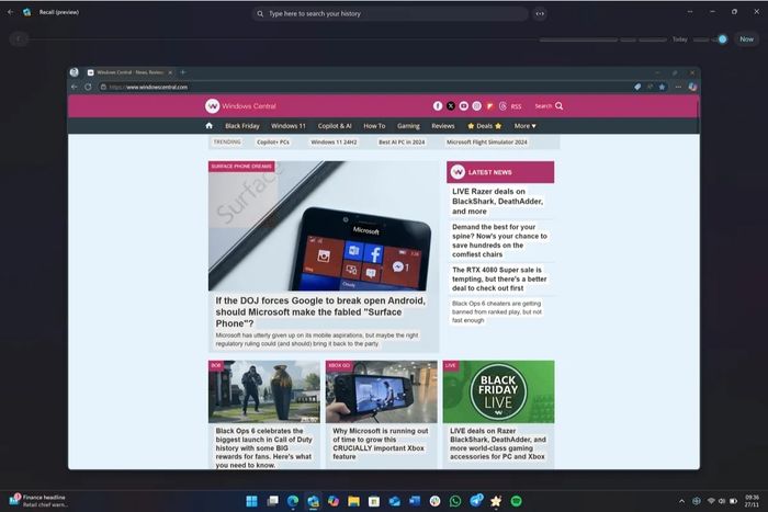 Tính năng Recall trên Windows liên tục lưu lại hoạt động màn hình của người dùng dưới dạng các ảnh chụp nhanh (snapshots).