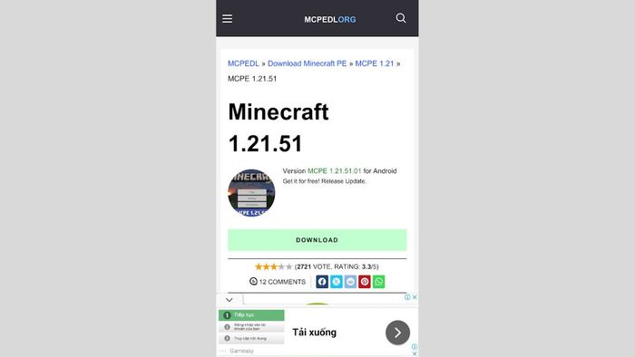 Tải và cài đặt Minecraft 1.21.51 tiếng Việt APK - bước đầu tiên