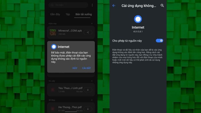 Cài đặt Minecraft 1.21.51 tiếng Việt APK mới nhất - bước 2 chi tiết