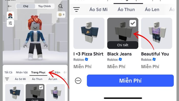 Hướng dẫn tạo avatar Roblox - bước 2