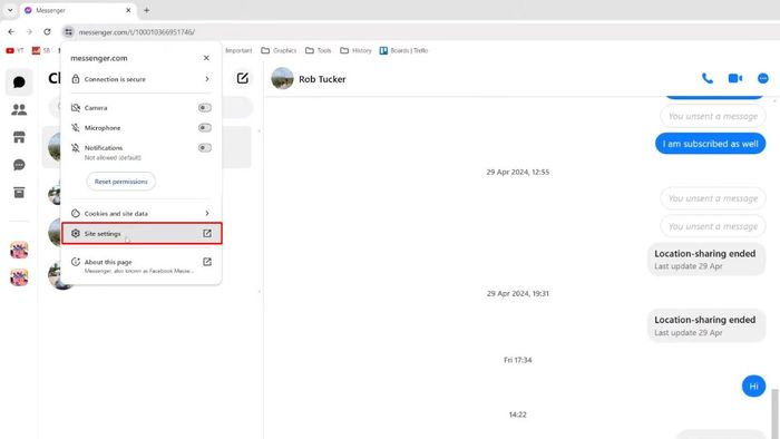 Hướng dẫn cấp quyền cho Messenger sử dụng micro trên máy tính với Google Chrome - Bước 2