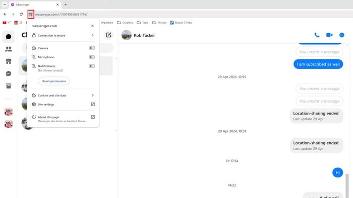 Hướng dẫn cấp quyền cho Messenger sử dụng micro trên máy tính với Google Chrome - Bước 1