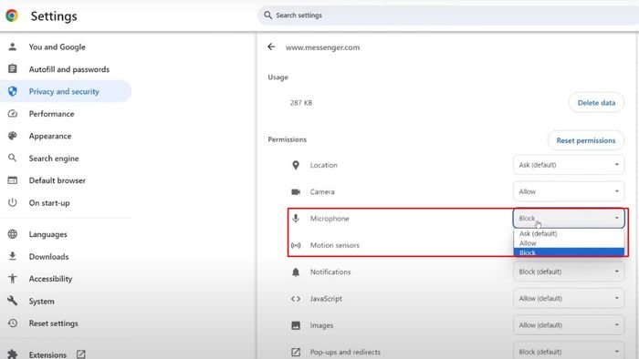 Hướng dẫn cấp quyền cho Messenger sử dụng micro trên máy tính với Google Chrome - Bước 3