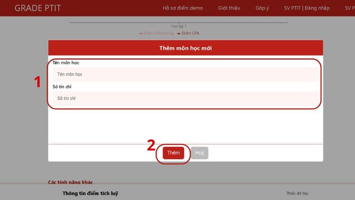 Hướng dẫn chi tiết sử dụng web Grand PTIT để tính GPA