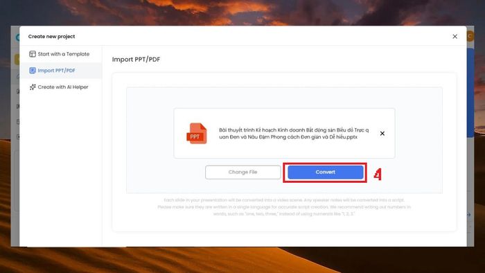 cách sử dụng DeepBrain AI sáng tạo video chuyển PowerPoint thành video bước 3