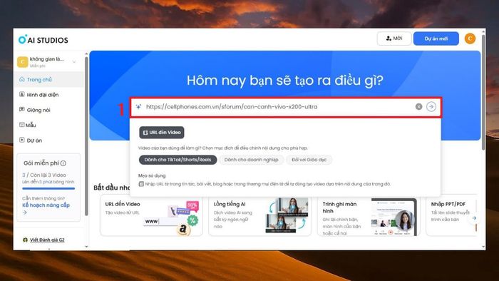 cách sử dụng DeepBrain AI sáng tạo video từ đường dẫn URL bước 1