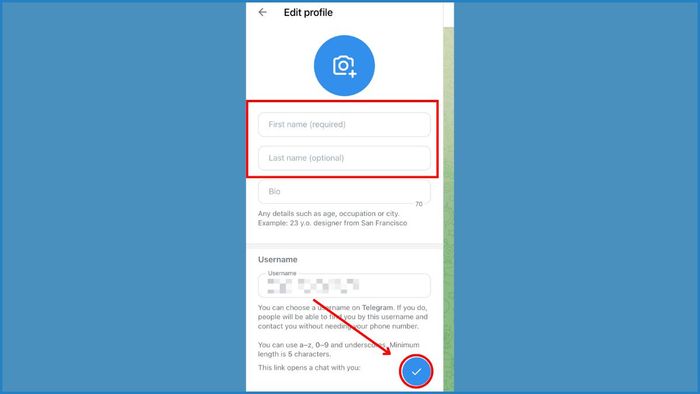 Hướng dẫn đổi tên Telegram trên máy tính - bước 3