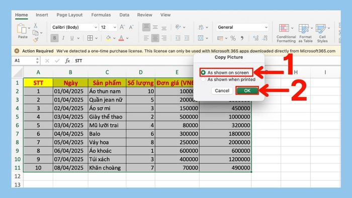 Cách chụp màn hình Excel gửi Zalo trực tiếp trên Excel - bước 2