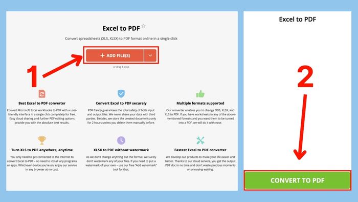 Cách chụp màn hình Excel gửi Zalo bằng PDF Candy - bước 1